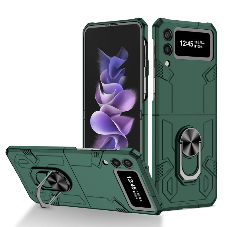 Dark green shockproof phone case with ring holder and kickstand for foldable phones