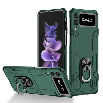 Dark green shockproof phone case with ring holder and kickstand for foldable phones