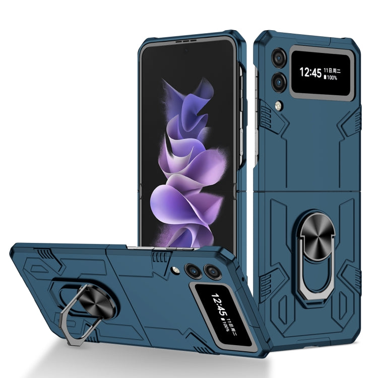 Blue shockproof phone case with ring holder and kickstand for foldable phones