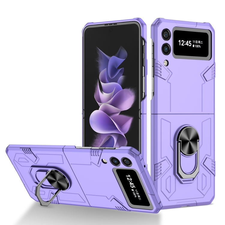 Purple shockproof phone case with ring holder and kickstand for foldable phones