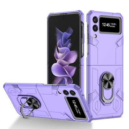 Purple shockproof phone case with ring holder and kickstand for foldable phones