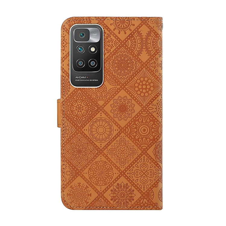 Ethnic embossed leather phone case back with decorative geometric pattern and camera cutout