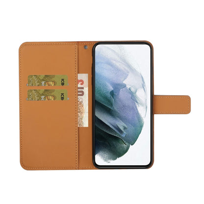 Ethnic embossed leather phone case folio with interior card slots and patterned outer cover