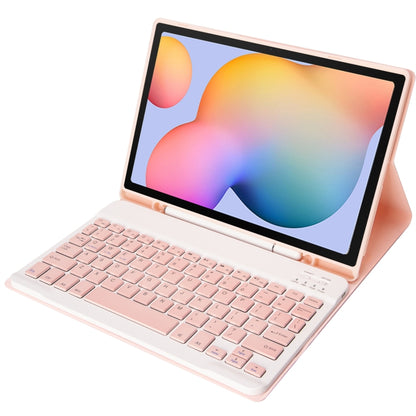 Pink folio tablet case with detachable Bluetooth keyboard and viewing stand for Galaxy Tab S6 Lite