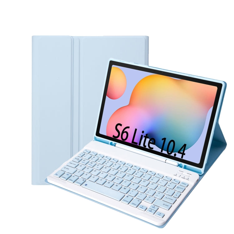 White ice folio tablet case with detachable Bluetooth keyboard and viewing stand for S6 Lite