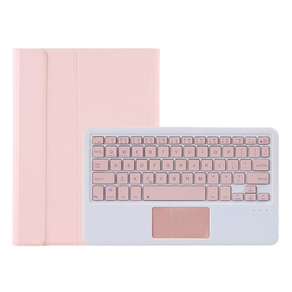Pink Bluetooth keyboard folio case showing keyboard and touchpad cutout