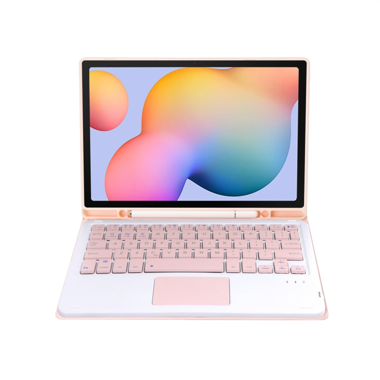 Light pink Bluetooth keyboard folio case with touchpad and stand for Galaxy Tab S6 Lite