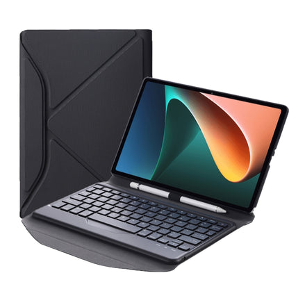 Black textured leather-look Bluetooth keyboard tablet case with triangle back support