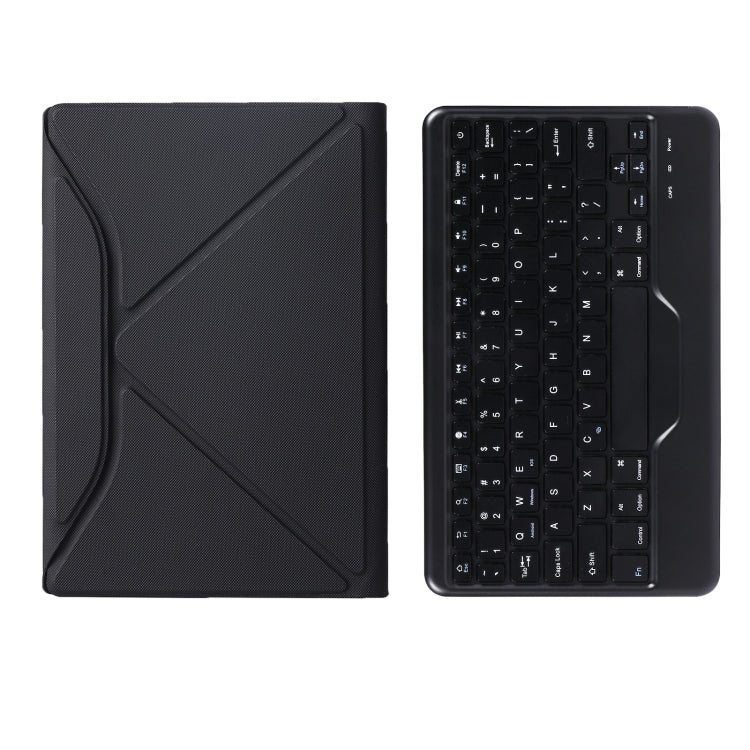 Black textured Bluetooth keyboard tablet case with folio cover and back stand
