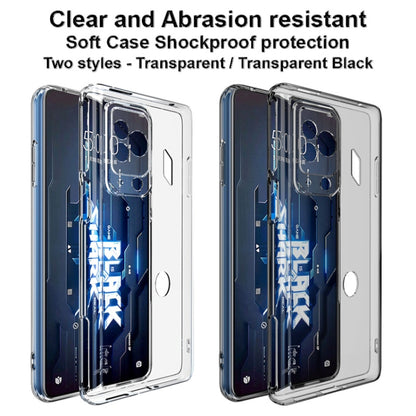 IMAK UX-5 TPU phone case styles: clear and transparent black, with camera openings