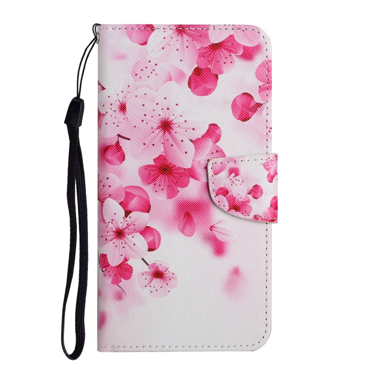 Pink floral flip phone case with wrist strap and side magnetic pocket