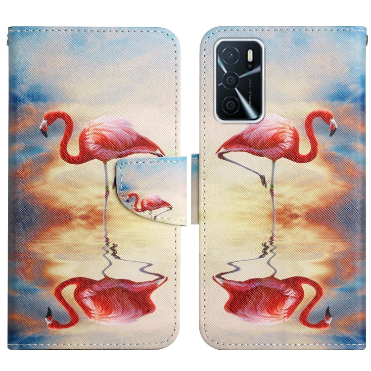 Blue sky flamingo print flip leather phone case with magnetic closure