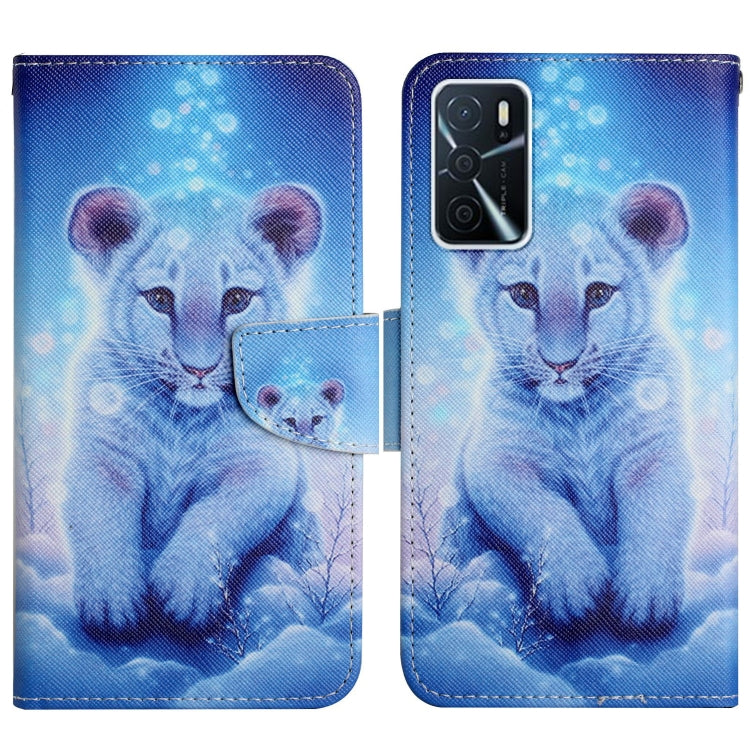 Blue animal portrait flip phone case with a magnetic wallet strap