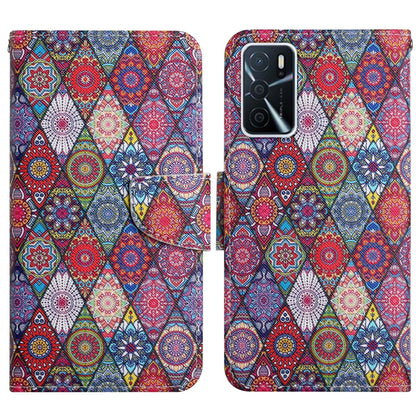 Colorful mosaic pattern flip phone case with magnetic wallet strap