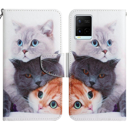 Flip leather phone case with cat collage print, magnetic clasp and card slot