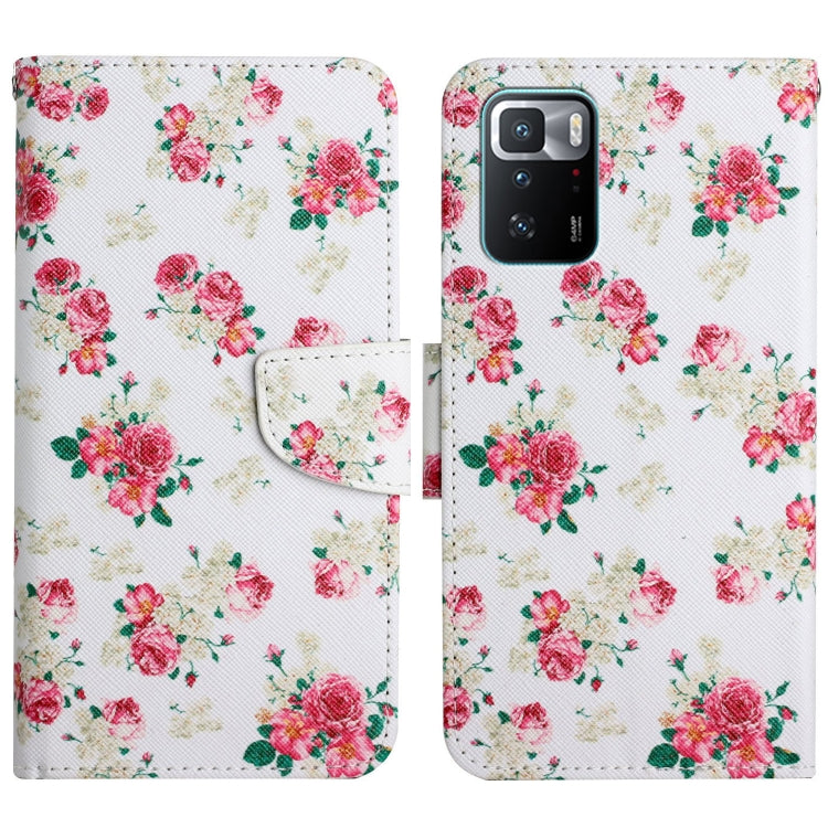 Flip phone case with white background and red floral rose pattern