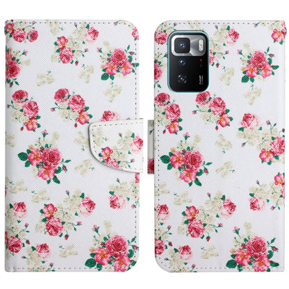 Flip phone case with white background and red floral rose pattern