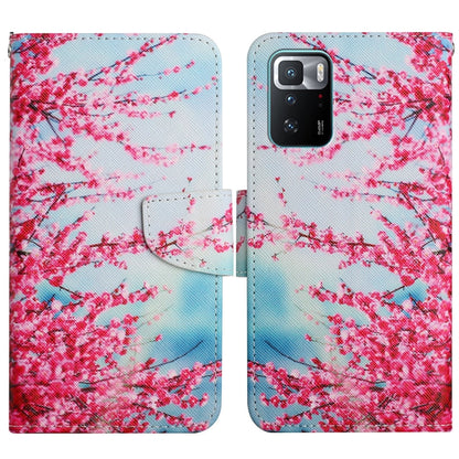 Flip phone case with pink cherry blossom branches and blue sky gradient