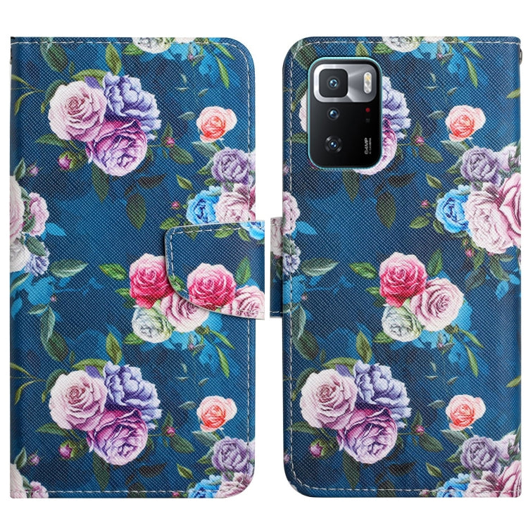 Flip phone case with navy blue background and colorful rose floral print