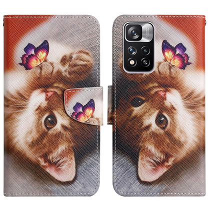 Flip leather phone case with lion face artwork, butterflies, and magnetic side strap