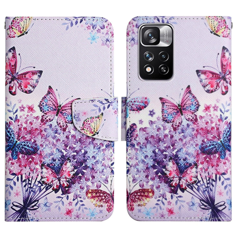 Flip leather phone case with butterfly and wildflower print and magnetic closure