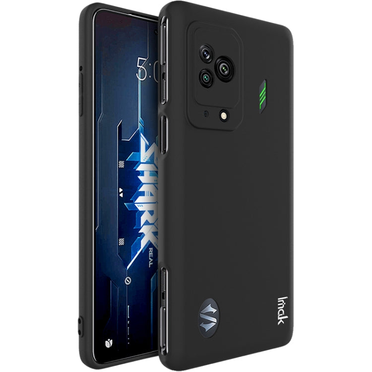 Black frosted TPU phone case, close-up back view with camera module cutout