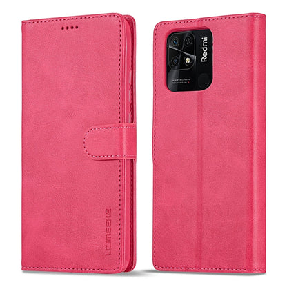 Calf-texture leather flip phone case for Xiaomi Redmi 10C, red