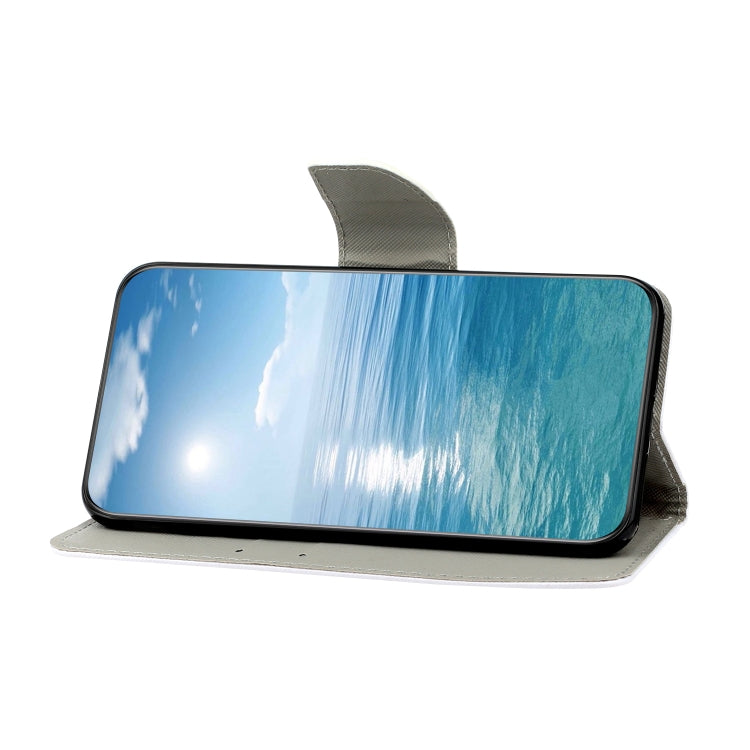 Flip leather phone case with blue landscape screen view and stand-up flip flap