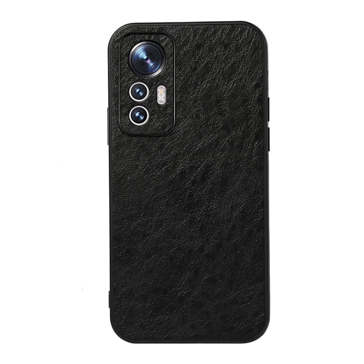 Black crazy-horse PU phone case with camera cutout for Xiaomi Mi 12 Lite