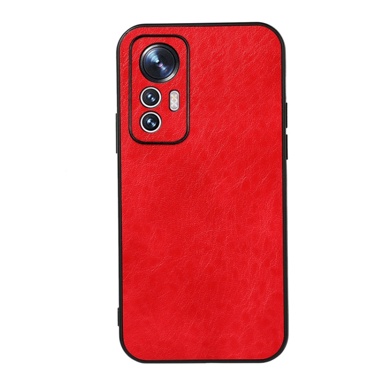 Red crazy-horse PU phone case with camera cutout and protective side openings