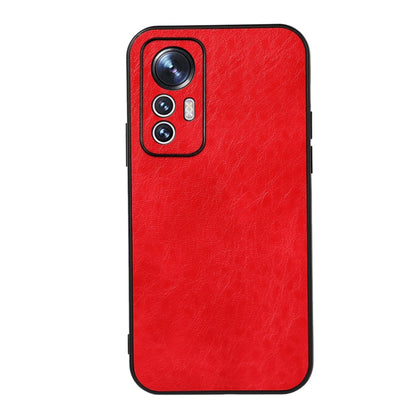 Red crazy-horse PU phone case with camera cutout and protective side openings