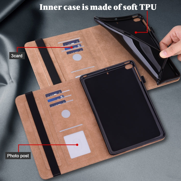 Brown folio tablet case with inner card slots and TPU cover, hand holding