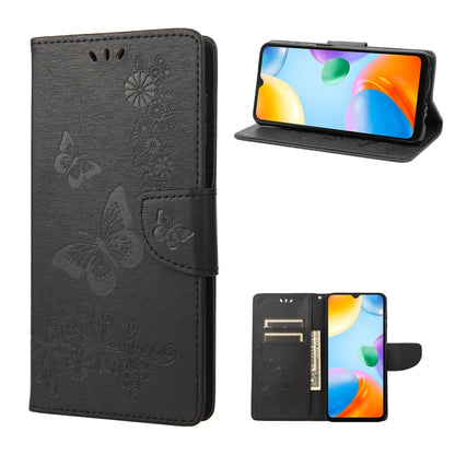 Butterfly embossed folio leather phone case with magnetic flap and card slots