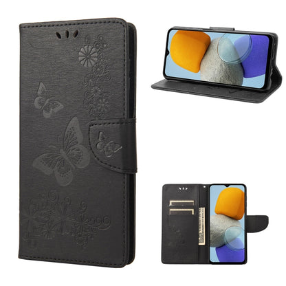 Butterfly embossed folio phone case in dark leather with magnetic closure and stand