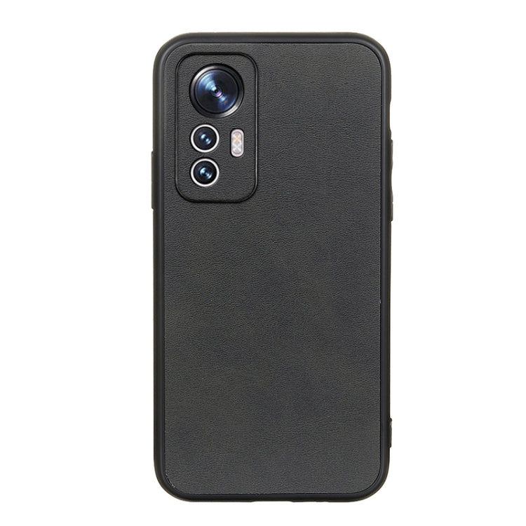 Black calf-texture PU phone case with raised camera cutout and port openings