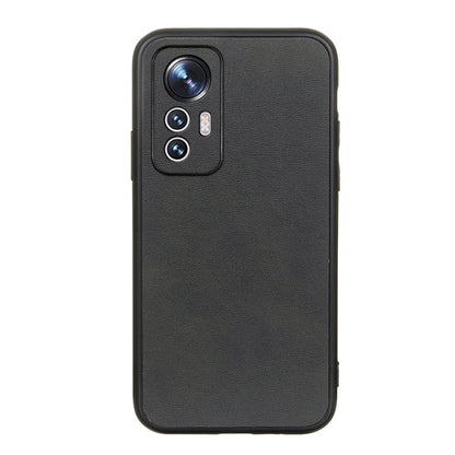 Black calf-texture PU phone case with raised camera cutout and port openings