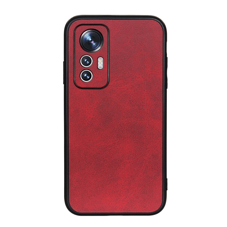 Red calf-texture PU phone case with raised camera cutout and port openings