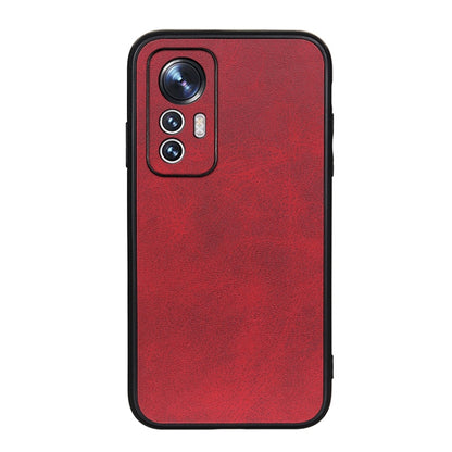 Red calf-texture PU phone case with raised camera cutout and port openings