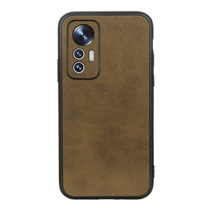 Brown calf-texture PU phone case with camera cutout and button/port openings
