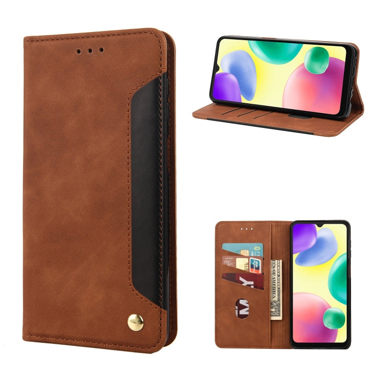 Brown leather wallet phone case with flip cover and stand, card slot