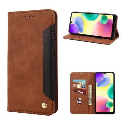 Brown leather wallet phone case with flip cover and stand, card slot