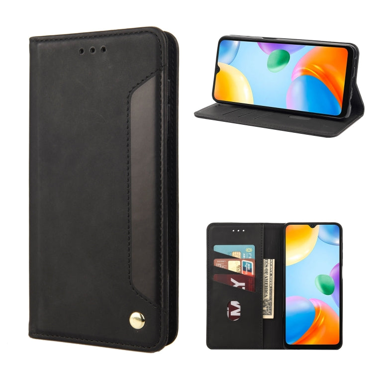 Black leather folio phone case with card slots, cutouts, and magnetic snap closure