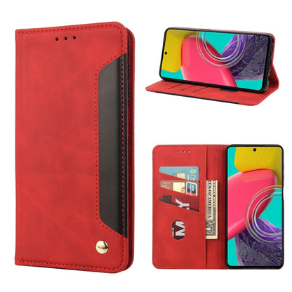 Red leather folio phone case with flip cover, card slot, and kickstand