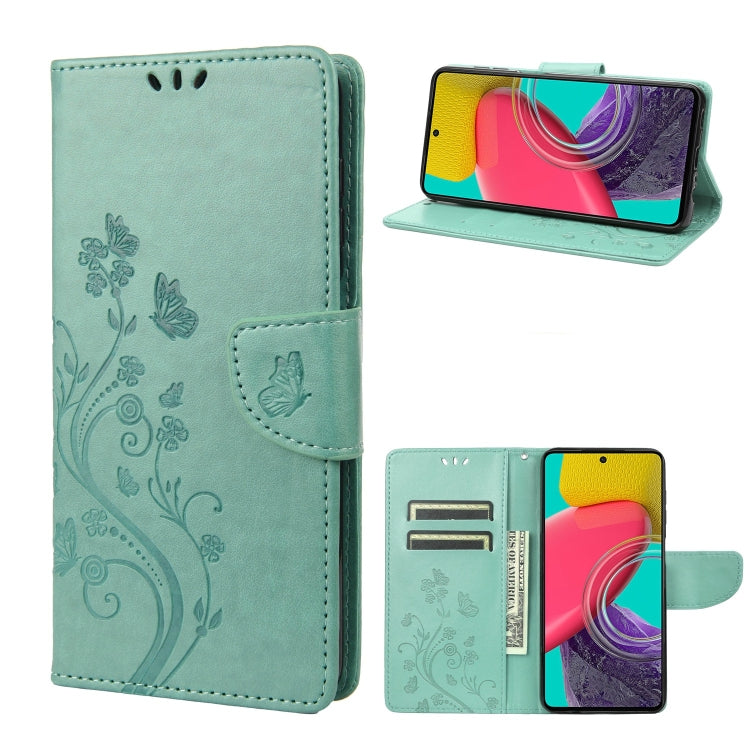 Mint flip leather phone case with butterfly flower design and card slot