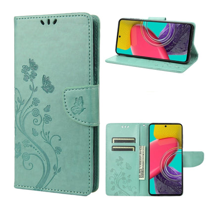 Mint flip leather phone case with butterfly flower design and card slot