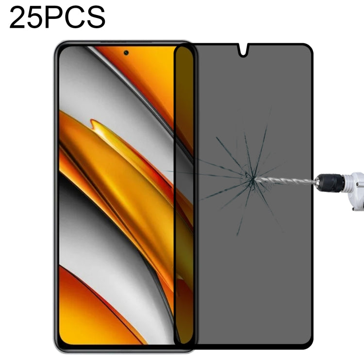 25-pack privacy tempered glass screen protector set with dark gray privacy glass