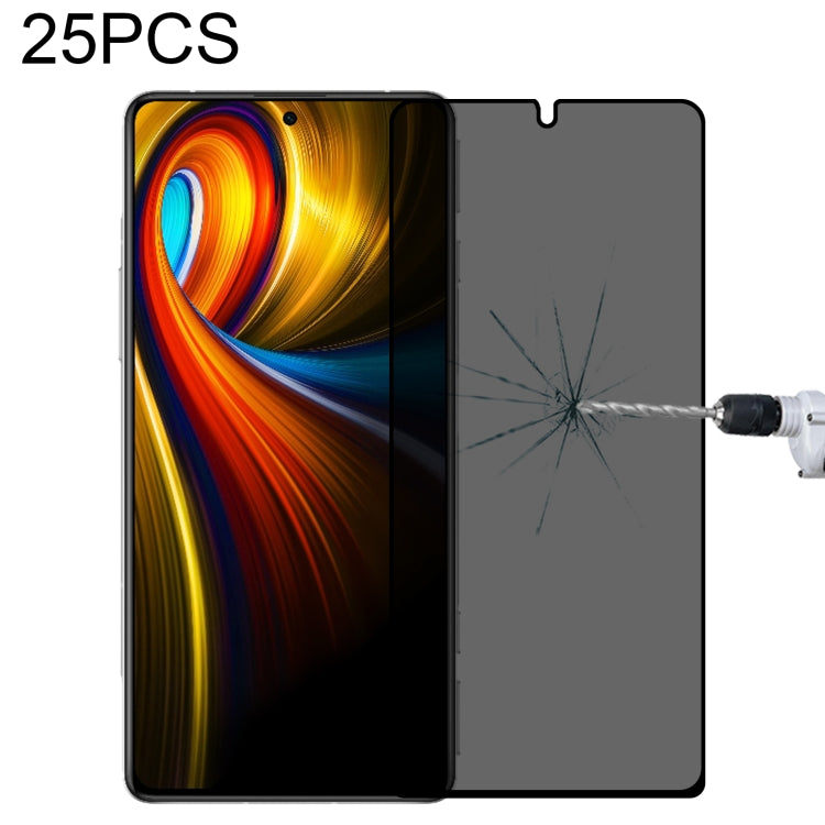 25-pack privacy tempered glass screen protector set, dark gray with alignment notch