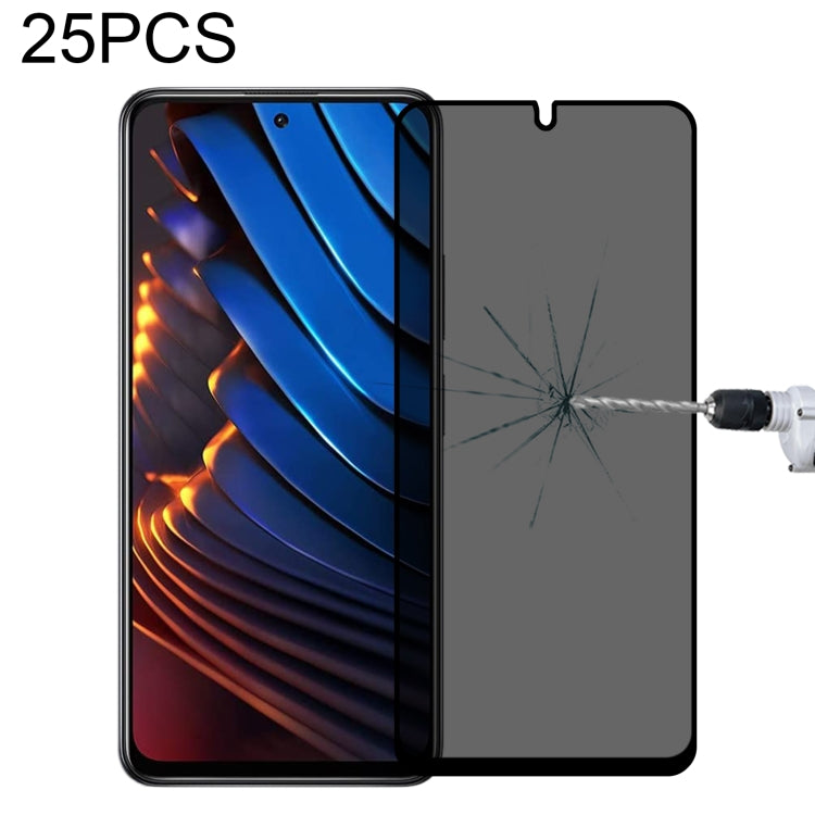 Tempered glass privacy screen protector film, full cover, 25-pack, covers phone display