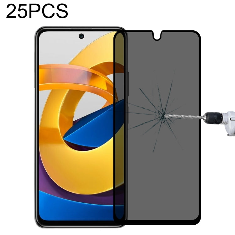 Tempered glass privacy screen protector film, full cover, 25-pack, covers phone with yellow display