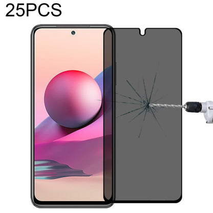Tempered glass privacy screen protector film, full cover, 25-pack, covers phone with pink-red display